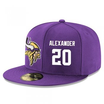 NFL Minnesota Vikings #20 Mackensie Alexander Snapback Adjustable Stitched Player Hat - Purple/White Snapbacks/Hats/Caps