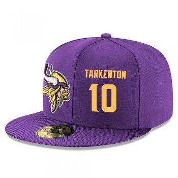 NFL Minnesota Vikings #10 Fran Tarkenton Snapback Adjustable Stitched Player Hat - Purple/Gold Snapbacks/Hats/Caps