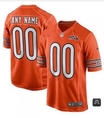 Men's Chicago Bears Customized Orange 2019 100th Season Limited Stitched NFL Game Jersey