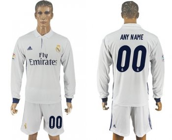 Real Madrid Personalized Home Long Sleeve Soccer Club Jersey