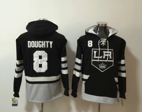 Men's Los Angeles Kings #8 Drew Doughty NEW Black Pocket Stitched NHL Old Time Hockey Hoodie