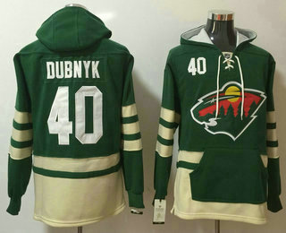 Men's Minnesota Wild #40 Devan Dubnyk Green Pocket Stitched NHL Old Time Hockey Pullover Hoodie