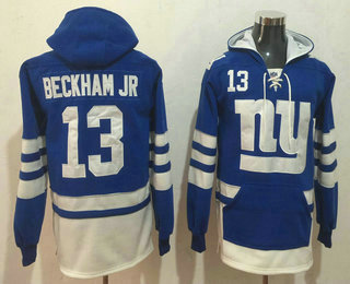 Men's New York Giants #13 Odell Beckham Jr NEW Blue Pocket Stitched NFL Pullover Hoodie