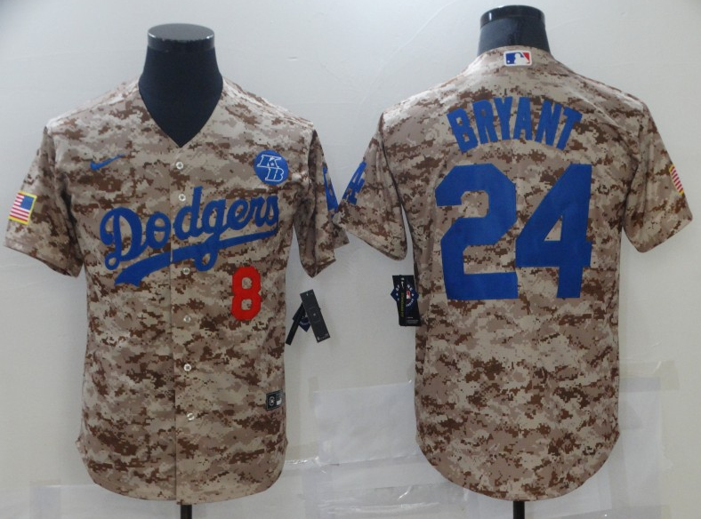 MLB Dodgers 8 24 Kobe Bryant Camo Nike Cool Base Men Jersey