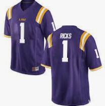 Mens #1 Eli Ricks LSU Tigers Purple Football College Jersey