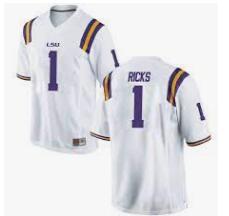 Mens #1 Eli Ricks LSU Tigers White Football College Jersey