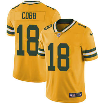 Men's Packers #18 Randall Cobb Yellow Stitched Football Limited Rush Jersey