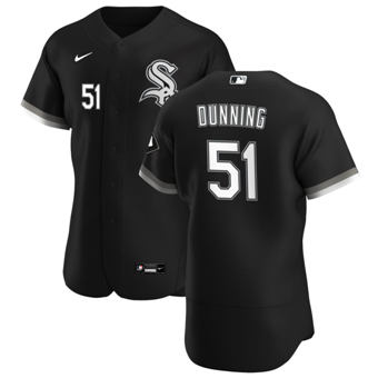 Men's Chicago White Sox #51 Dane Dunning Black Alternate 2020 Authentic Player Baseball Jersey