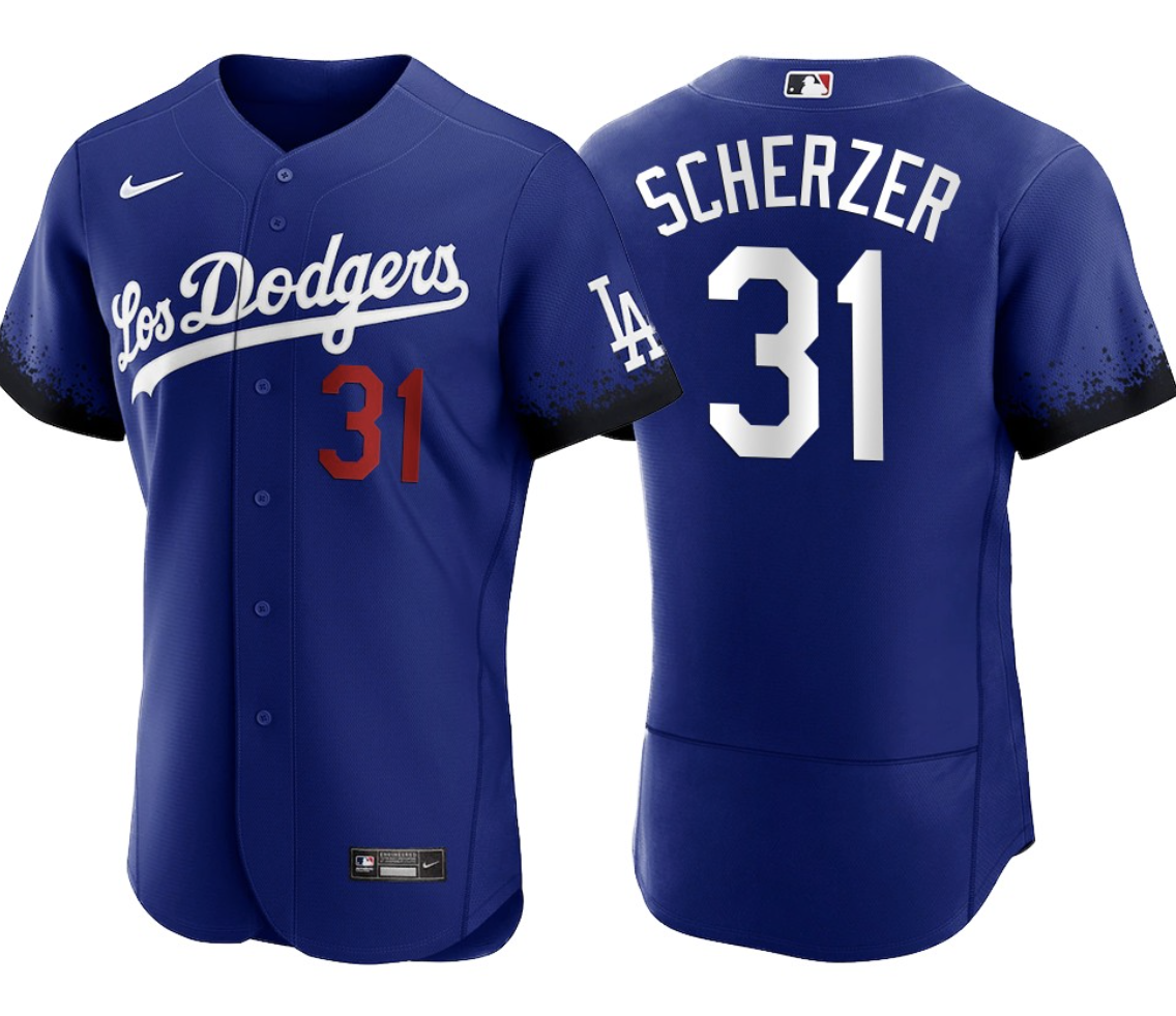 MLB Dodgers 31 Max Scherzer Royal 2021 City Connect Flexbase Men Jersey