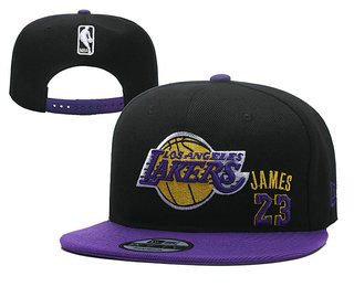 Men's Los Angeles Lakers #23 LeBron James Black Snapback Ajustable Cap Hat YD