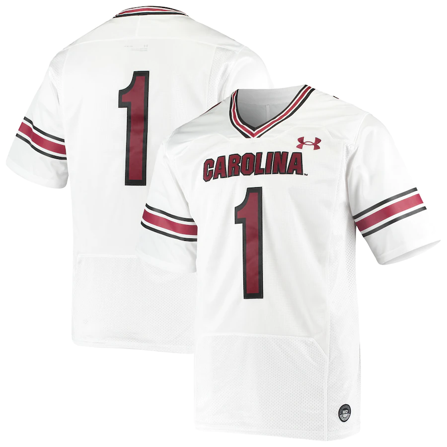 Men's South Carolina Fighting Gamecocks #1 White Stitched Jersey