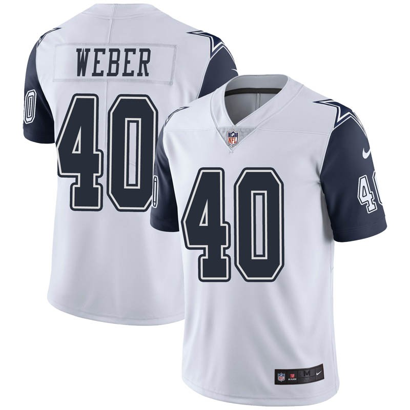 Nike Cowboys 40 Mike Weber White Color Rush Limited Men Jersey