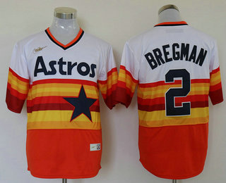 Men's Houston Astros #2 Alex Bregman Orange Rainbow Cooperstown Stitched MLB Cool Base Nike Jersey