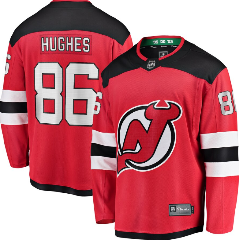 New Jersey Devils Breakaway Player Red 2019 NHL Draft Jack Hughes Jersey