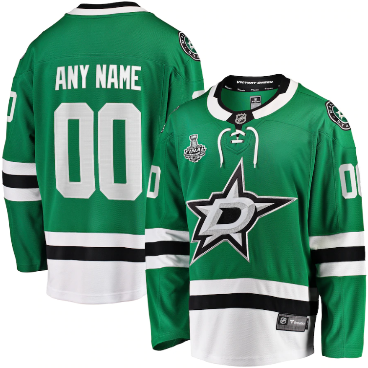 Men's Dallas Stars Fanatics Branded Green 2020 Stanley Cup Final Bound Home Custom Breakaway Jersey