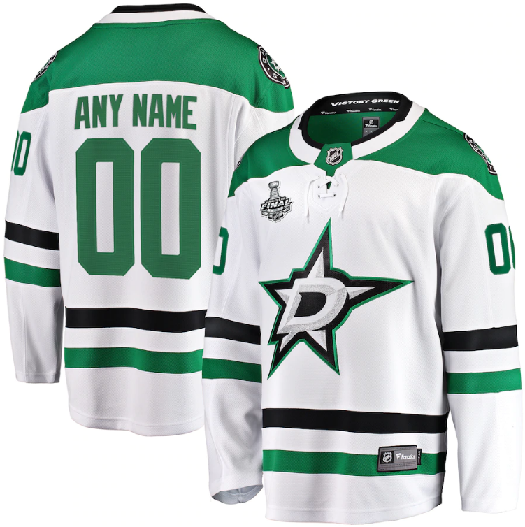 Men's Dallas Stars Fanatics Branded White 2020 Stanley Cup Final Bound Away Custom Breakaway Jersey