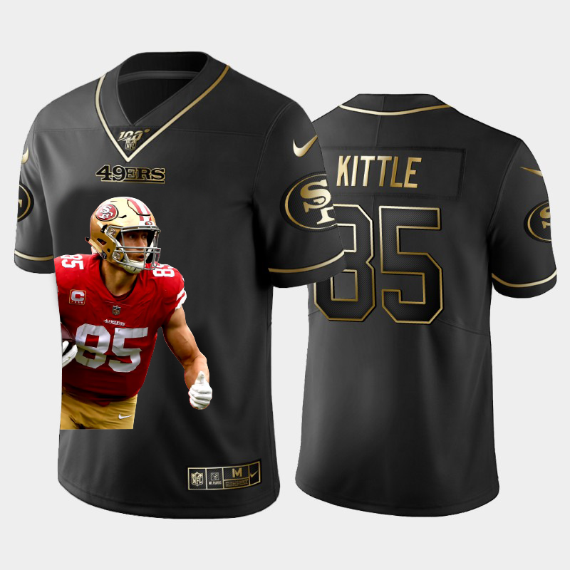 San Francisco 49ers #85 George Kittle Nike Team Hero 1 Vapor Limited NFL 100 Jersey Black Golden