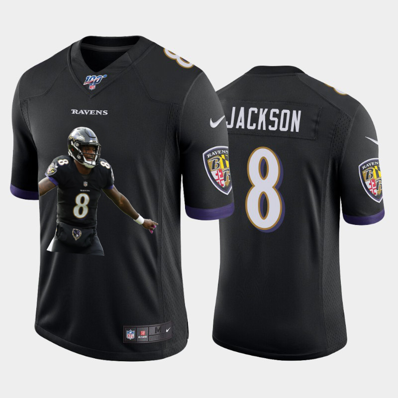 Baltimore Ravens #8 Lamar Jackson Nike Team Hero Vapor Limited NFL 100 Jersey Black