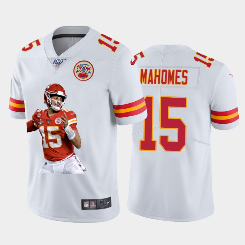 Kansas City Chiefs #15 Patrick Mahomes Nike Team Hero 3 Vapor Limited NFL 100 Jersey White Golden