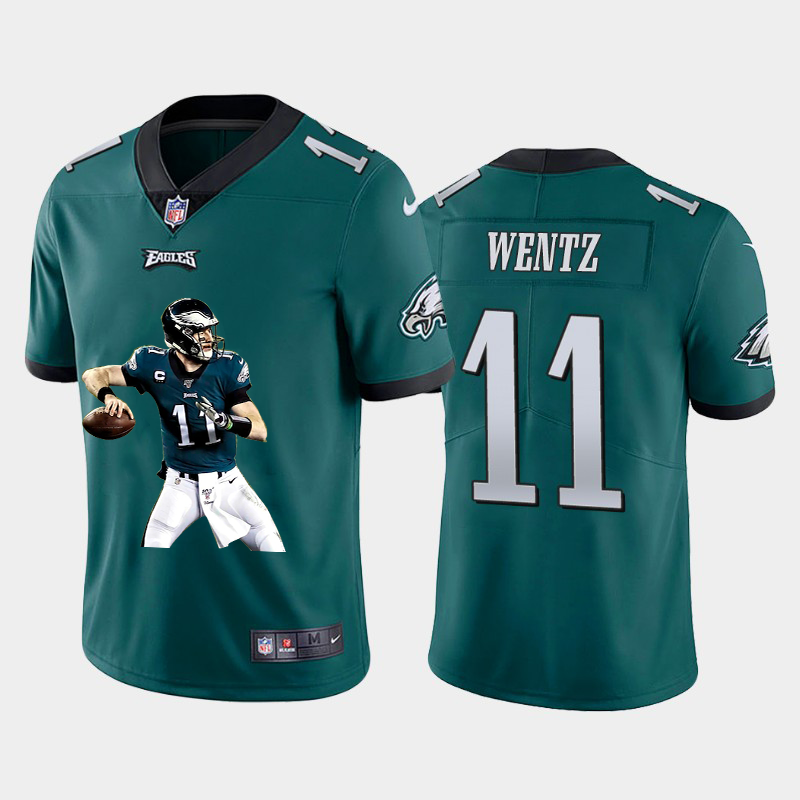 Philadelphia Eagles #11 Carson Wentz Men's Nike Player Signature Moves 2 Vapor Limited NFL Jersey Green