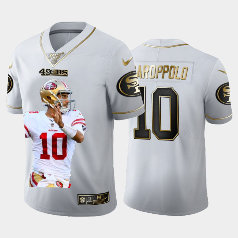 San Francisco 49ers #10 Jimmy Garoppolo Nike Team Hero 1 Vapor Limited NFL 100 Jersey White Golden