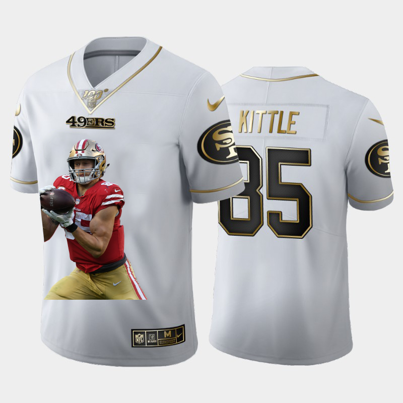 San Francisco 49ers #85 George Kittle Nike Team Hero Vapor Limited NFL 100 Jersey White Golden