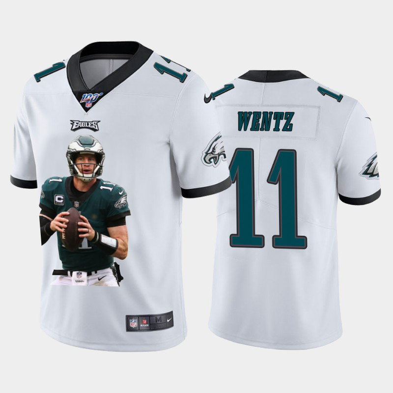 Philadelphia Eagles #11 Carson Wentz Nike Team Hero 1 Vapor Limited NFL 100 Jersey White