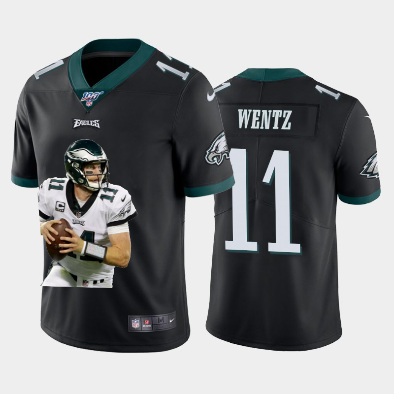 Philadelphia Eagles #11 Carson Wentz Nike Team Hero Vapor Limited NFL 100 Jersey Black