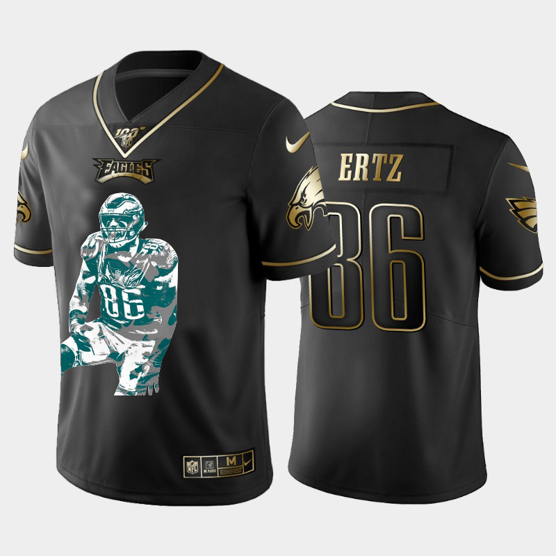 Philadelphia Eagles #86 Zach Ertz Nike Team Hero 2 Vapor Limited NFL 100 Jersey Black Golden