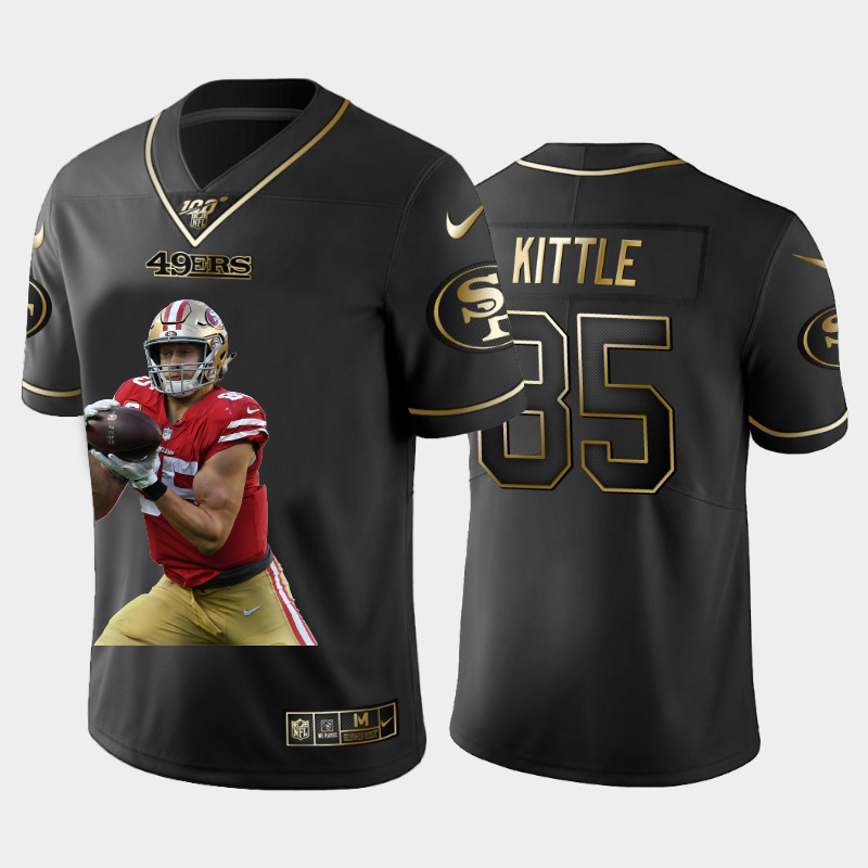 San Francisco 49ers #85 George Kittle Nike Team Hero 3 Vapor Limited NFL 100 Jersey Black Golden