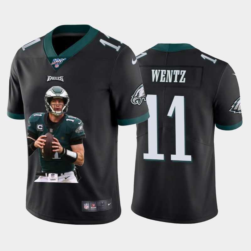 Philadelphia Eagles #11 Carson Wentz Nike Team Hero 1 Vapor Limited NFL 100 Jersey Black