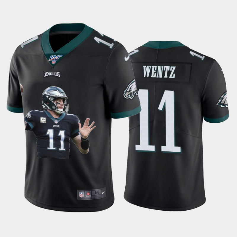 Philadelphia Eagles #11 Carson Wentz Nike Team Hero 2 Vapor Limited NFL 100 Jersey Black