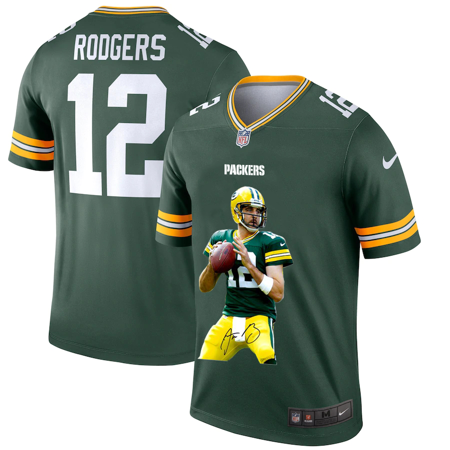 Green Bay Packers #12 Aaron Rodgers Men's Nike Player Signature Moves Vapor Limited NFL Jersey Green