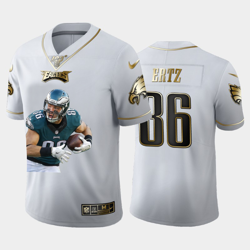 Philadelphia Eagles #86 Zach Ertz Nike Team Hero 1 Vapor Limited NFL 100 Jersey White Golden