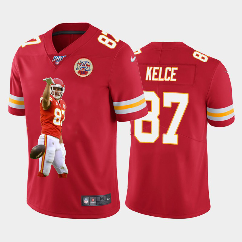 Kansas City Chiefs #87 Travis Kelce Nike Team Hero 4 Vapor Limited NFL 100 Jersey Red