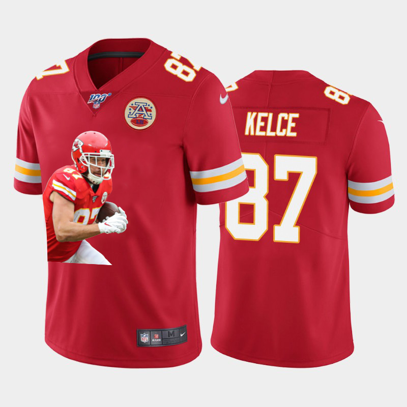 Kansas City Chiefs #87 Travis Kelce Nike Team Hero 1 Vapor Limited NFL 100 Jersey Red