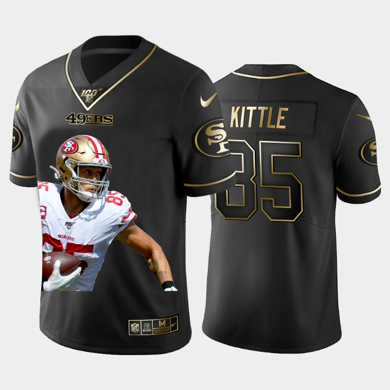 San Francisco 49ers #85 George Kittle Nike Team Hero Vapor Limited NFL 100 Jersey Black Golden