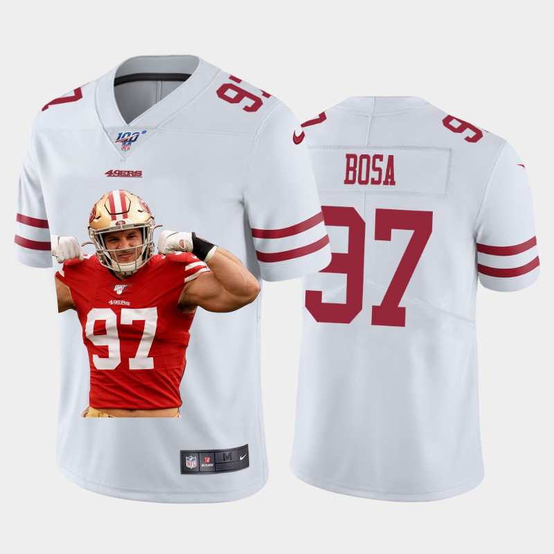 San Francisco 49ers #97 Nick Bosa Nike Team Hero 1 Vapor Limited NFL 100 Jersey White