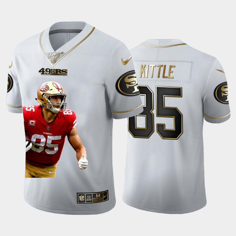 San Francisco 49ers #85 George Kittle Nike Team Hero 2 Vapor Limited NFL 100 Jersey White Golden