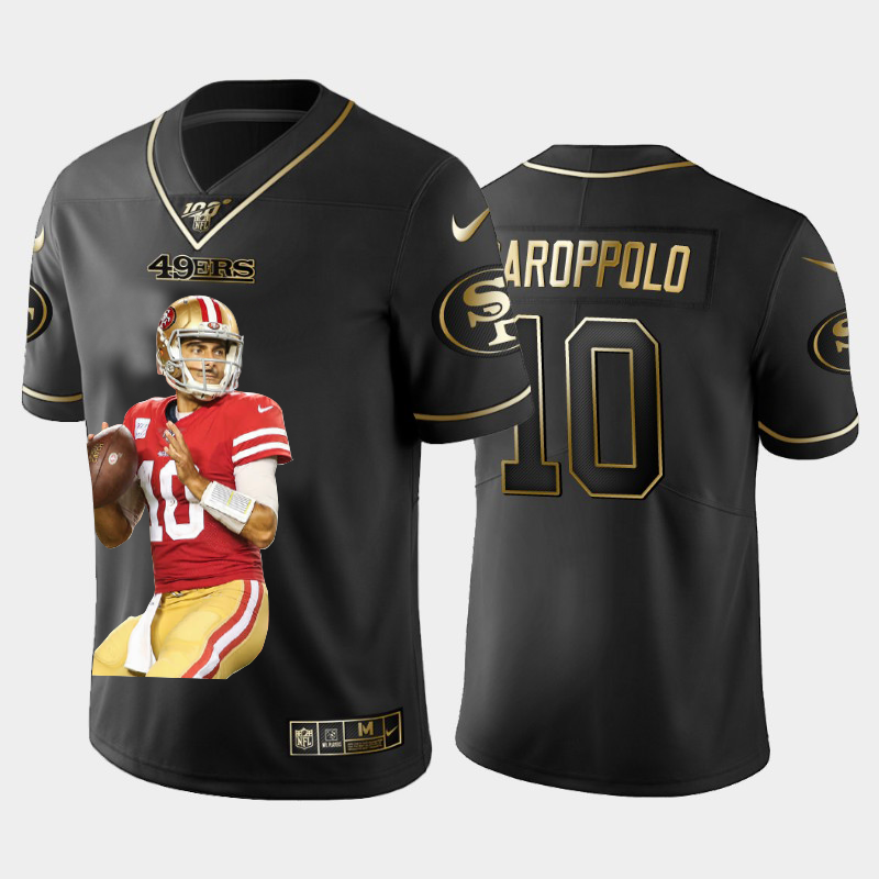 San Francisco 49ers #10 Jimmy Garoppolo Nike Team Hero 1 Vapor Limited NFL 100 Jersey Black Golden