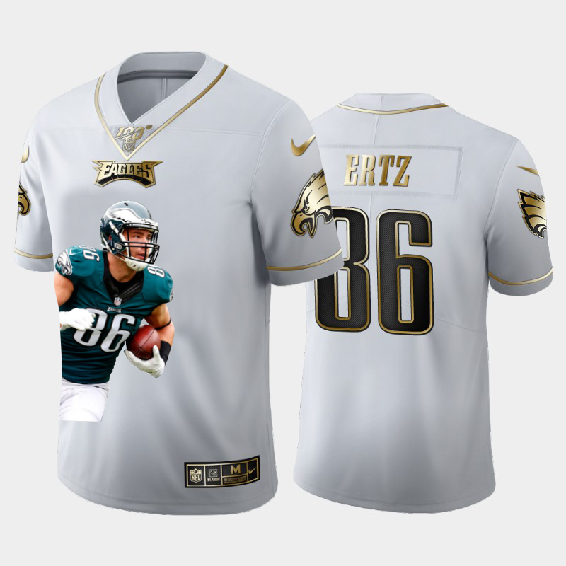 Philadelphia Eagles #86 Zach Ertz Nike Team Hero Vapor Limited NFL 100 Jersey White Golden