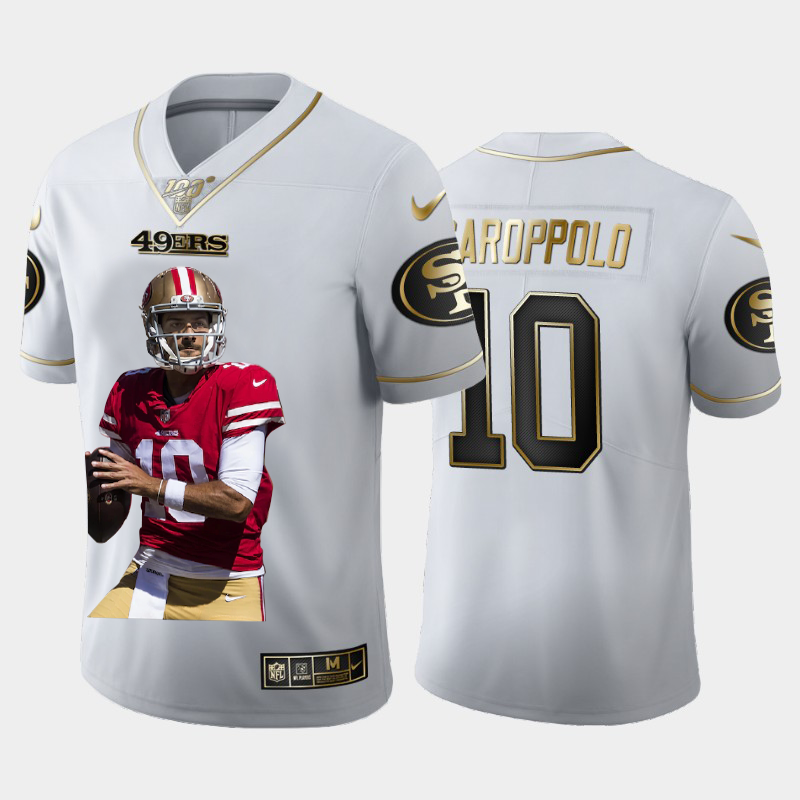 San Francisco 49ers #10 Jimmy Garoppolo Nike Team Hero 2 Vapor Limited NFL 100 Jersey White Golden