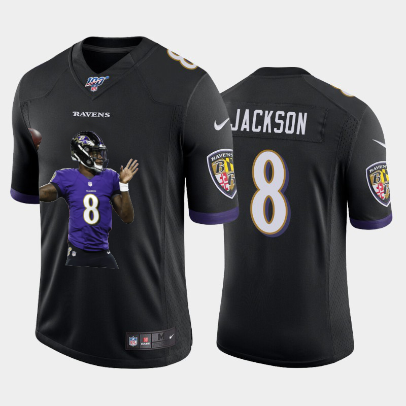 Baltimore Ravens #8 Lamar Jackson Nike Team Hero 7 Vapor Limited NFL 100 Jersey Black