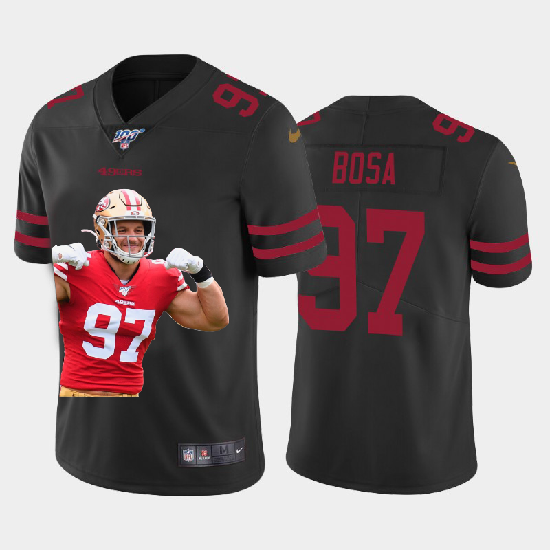 San Francisco 49ers #97 Nick Bosa Nike Team Hero Vapor Limited NFL 100 Jersey Black