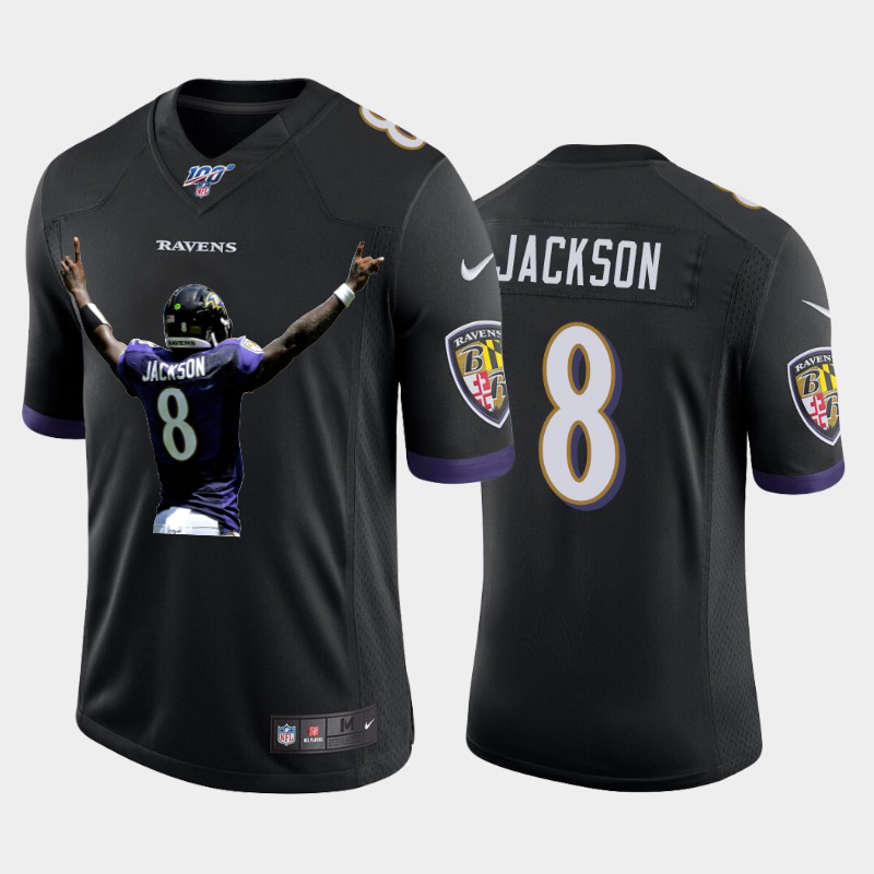 Baltimore Ravens #8 Lamar Jackson Nike Team Hero 3 Vapor Limited NFL 100 Jersey Black