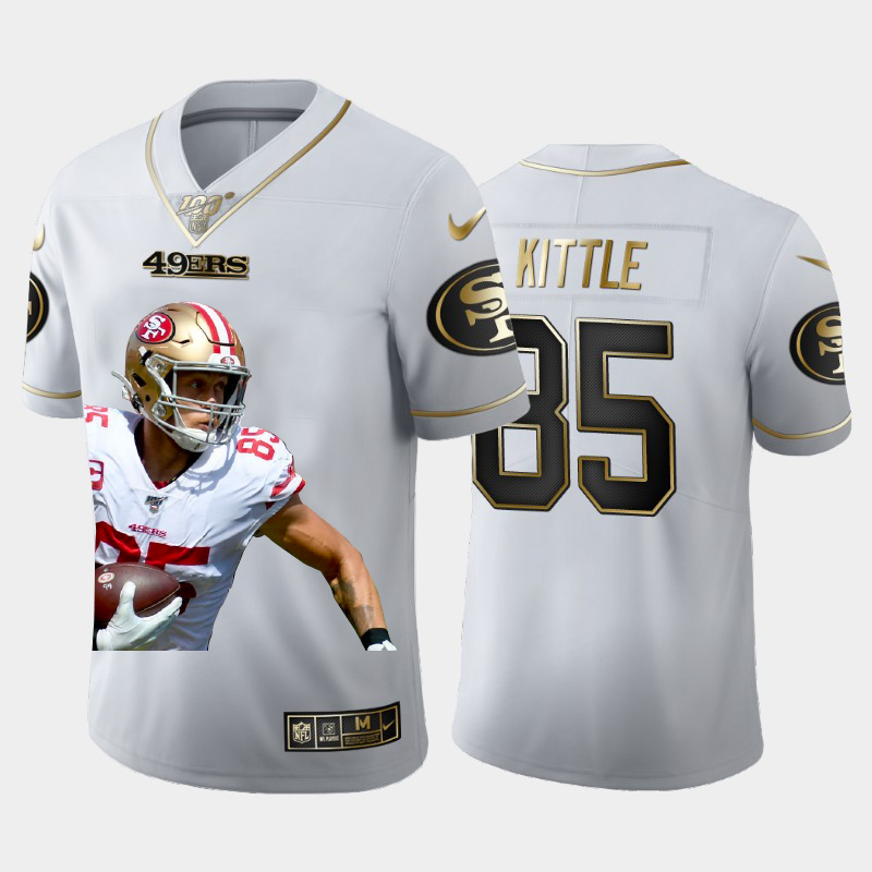 San Francisco 49ers #85 George Kittle Nike Team Hero 3 Vapor Limited NFL 100 Jersey White Golden