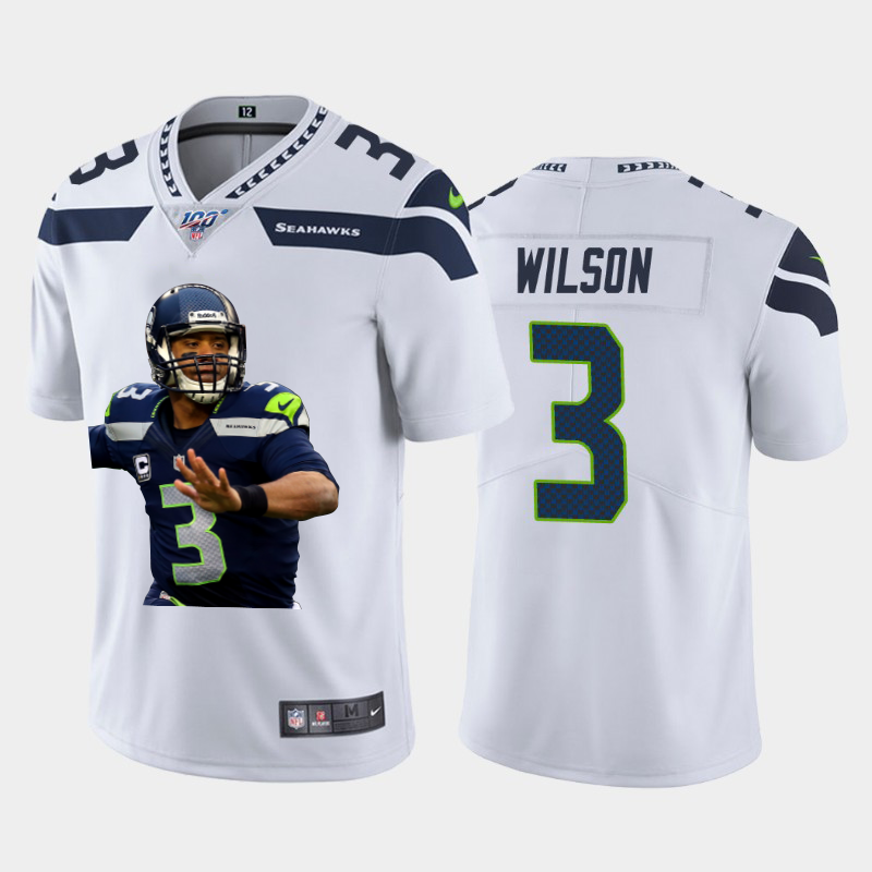 Seattle Seahawks #3 Russell Wilson Nike Team Hero 1 Vapor Limited NFL 100 Jersey White