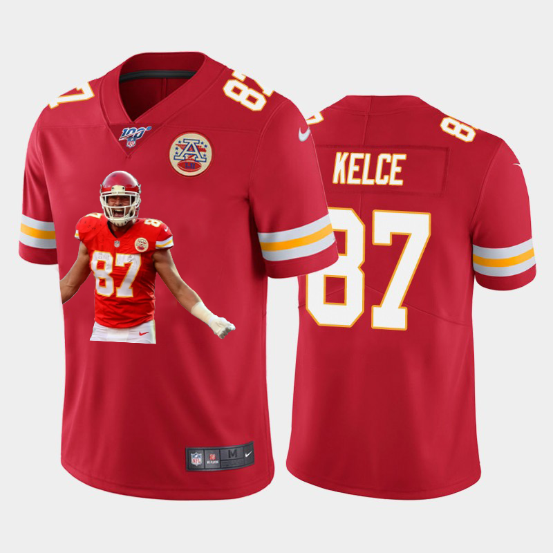 Kansas City Chiefs #87 Travis Kelce Nike Team Hero 2 Vapor Limited NFL 100 Jersey Red