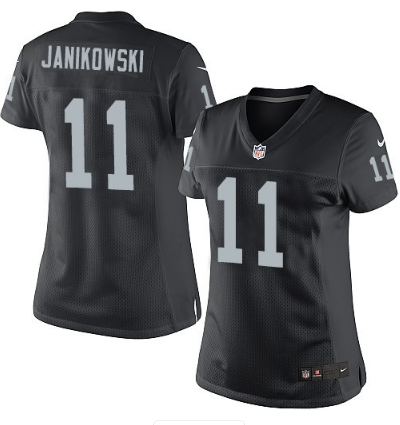 Women's Nike Oakland Raiders 11 Sebastian Janikowski Elite Black Team Color NFL Jersey