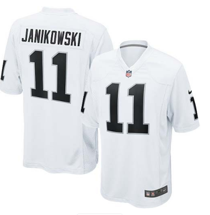 Youth Nike Oakland Raiders 11 Sebastian Janikowski Elite White NFL Jersey